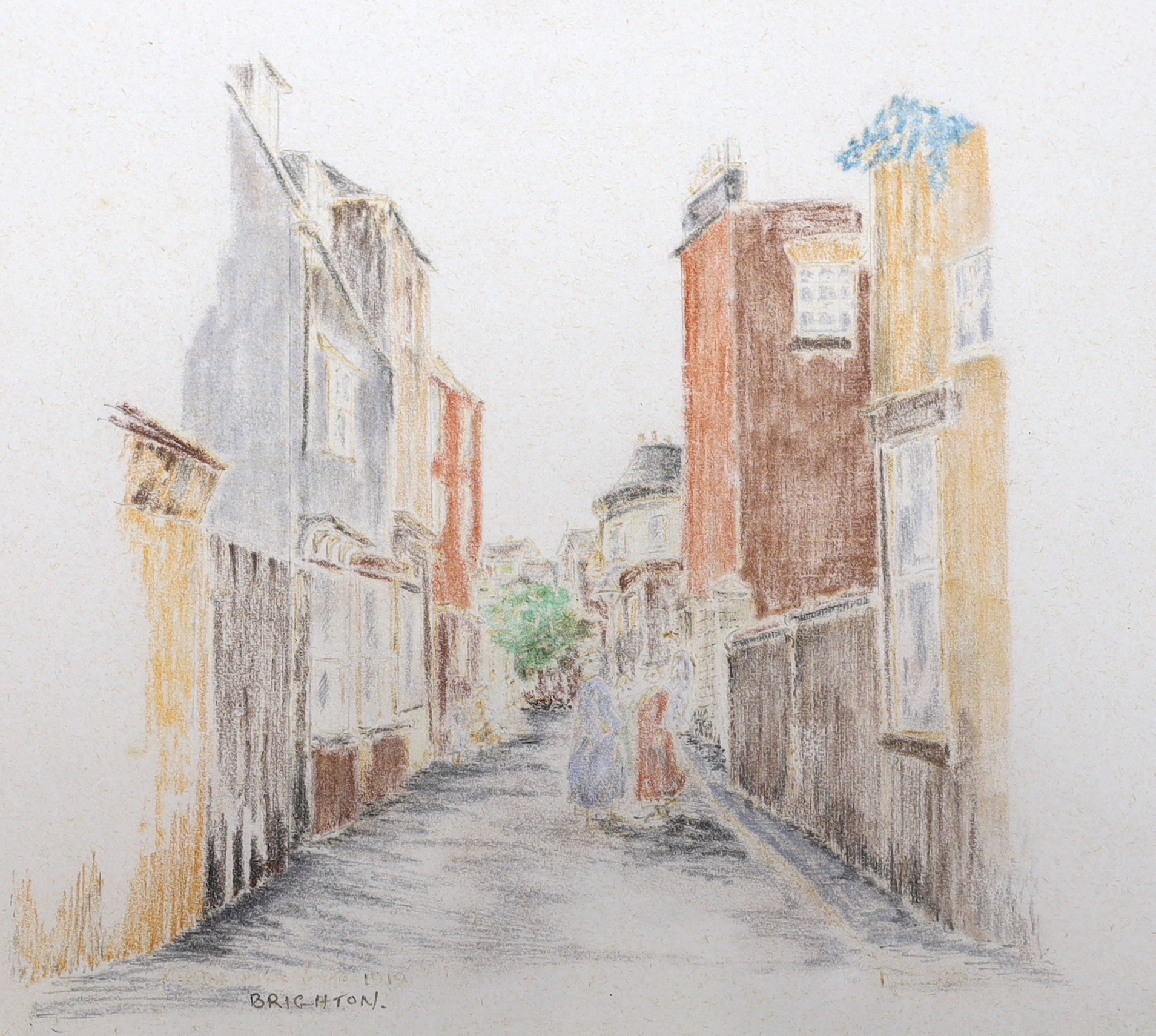 R. Maher (20th. C), set of six crayon and pencil sketches, Brighton views including West Pier and Black Rock, some signed and inscribed, each 24 x 19cm